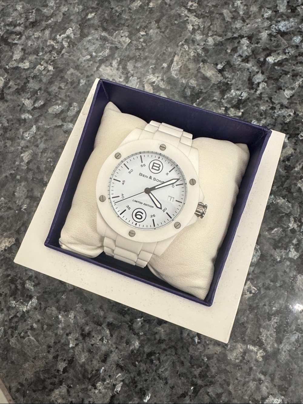 Elegant Women’s White Ceramic Watch & Bracelet Strap. Limited Edition #53/1000.